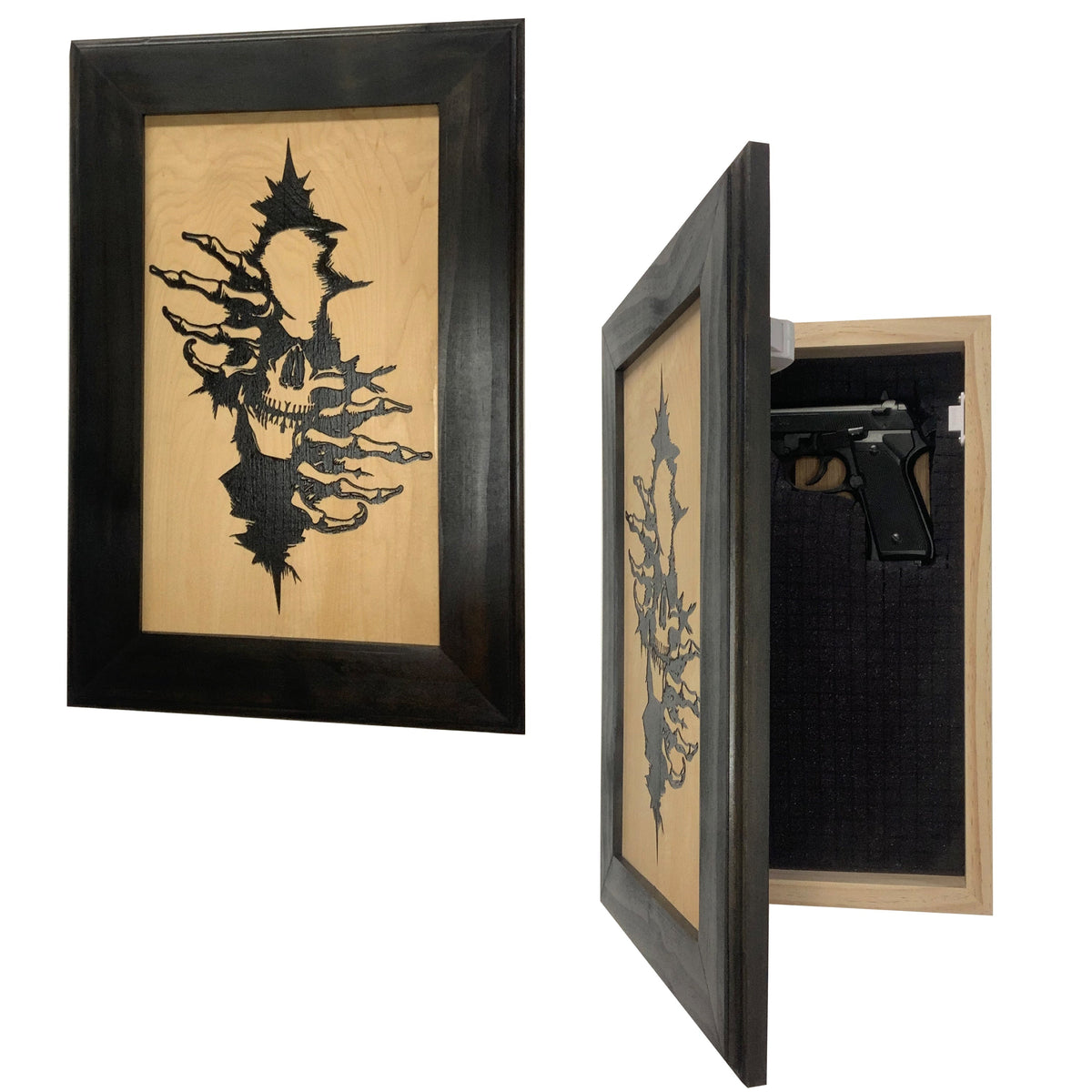 Gothic Skull Through The Wall Decorative Gun Cabinet To Securely Store Your Gun In Any Room!