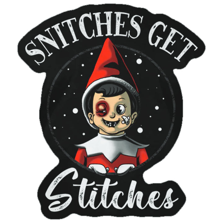A decal featuring an elf with bandages on its face and a left black eye