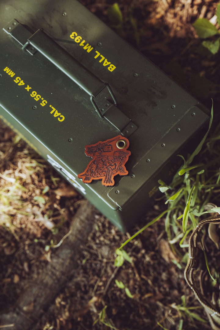 War Turtle Leather Keychain