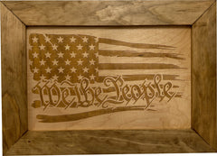 American Flag Gun Cabinet We The People Decorative and Secure Hidden Gun Safe (Natural)