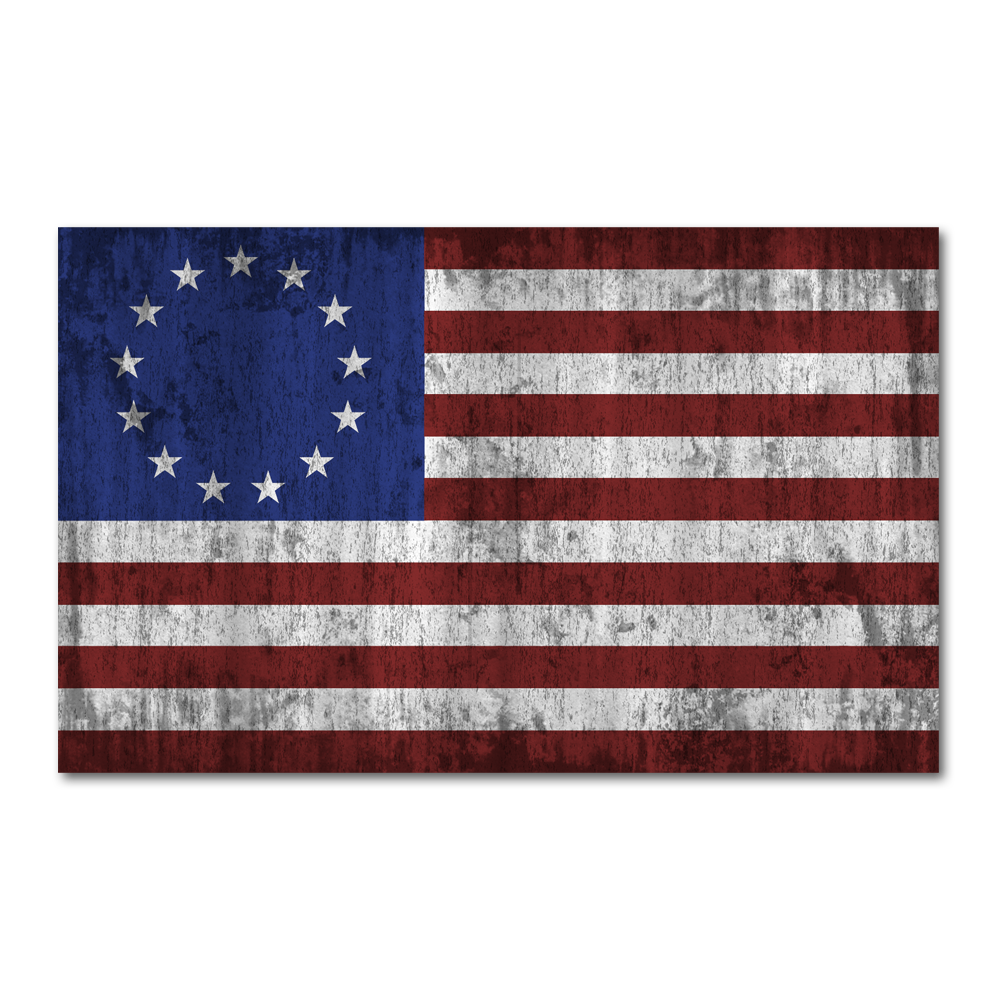 A Betsy Ross flag decal that pays tribute to America.