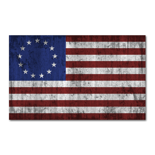 A Betsy Ross flag decal that pays tribute to America.