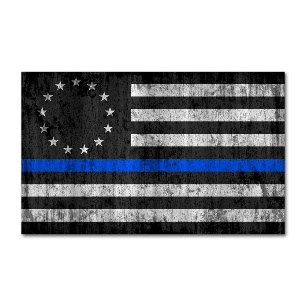 A thin blue line Betsy Ross flag decal.