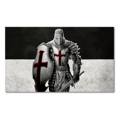 A decal Featuring The Crusader on a Templar flag.