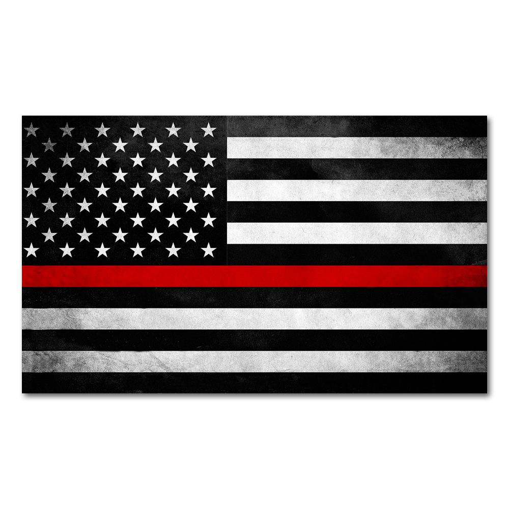 A Distressed Thin Red Line Flag Decal.