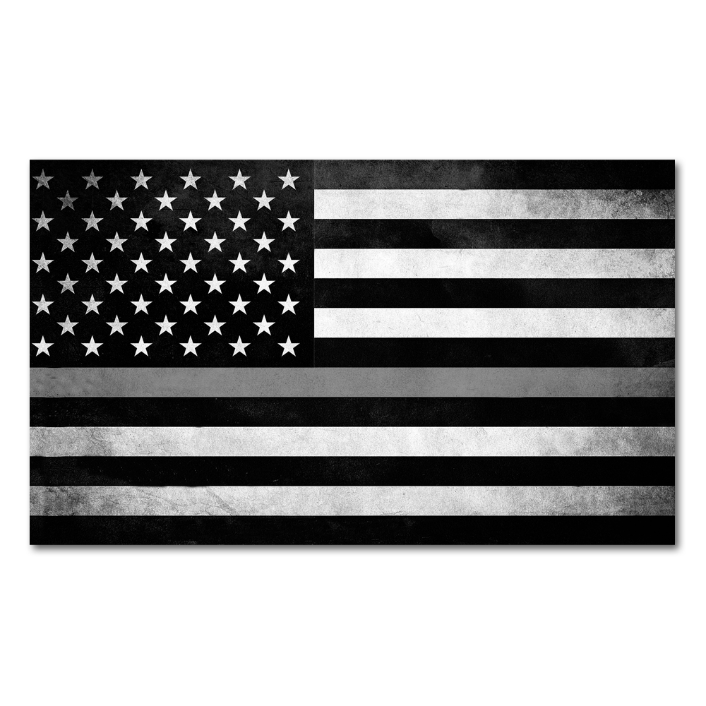 A Distressed Thin Silver Line Flag Decal.