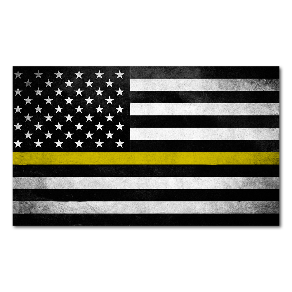 A Distressed Thin Yellow Line Flag Decal.
