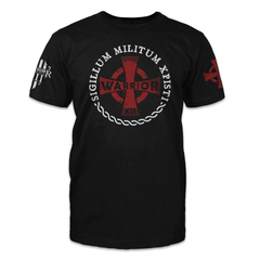 A black American Infide t-shirt with the words Templar Seal which is‚"Army Of Christ‚" written in Latin.