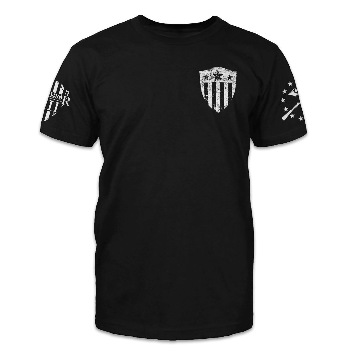 A black American Patriots t-shirt with a crest.