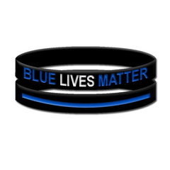 Front & Back of the Blue Lives Matter Wristbands.