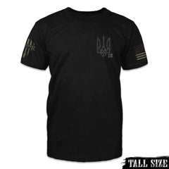 A black tall size shirt with the Cossack symbol printed on the front of the shirt.