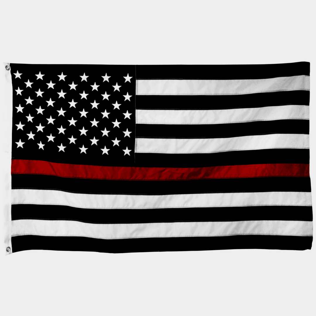 Front on picture of the Embroidered Thin Red Line Flag.