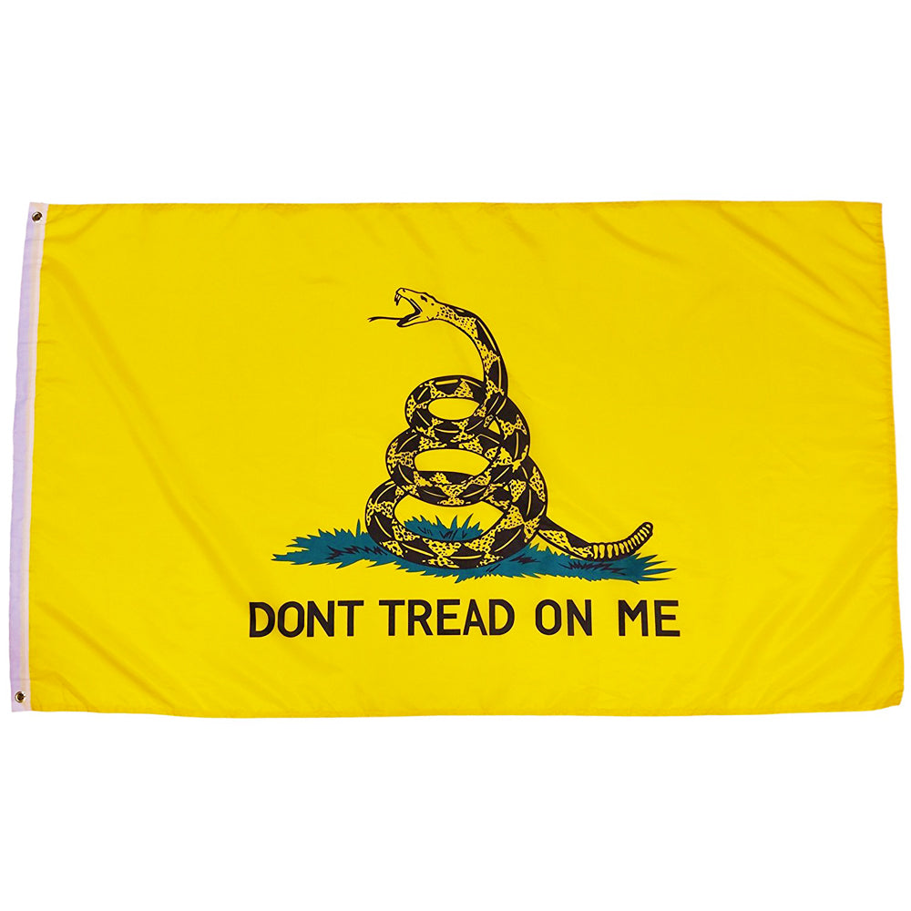 Front of the Gadsden Don't Tread On Me Embroidered Flag.