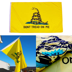 3 images featuring the Gadsden Don't Tread On Me Flag
