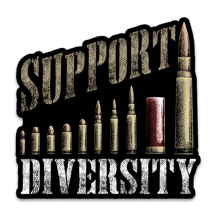 A decal with the words "Support diversity" with bullets.