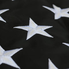 A close up of the embroidery work on the Thin Blue Line Flag.
