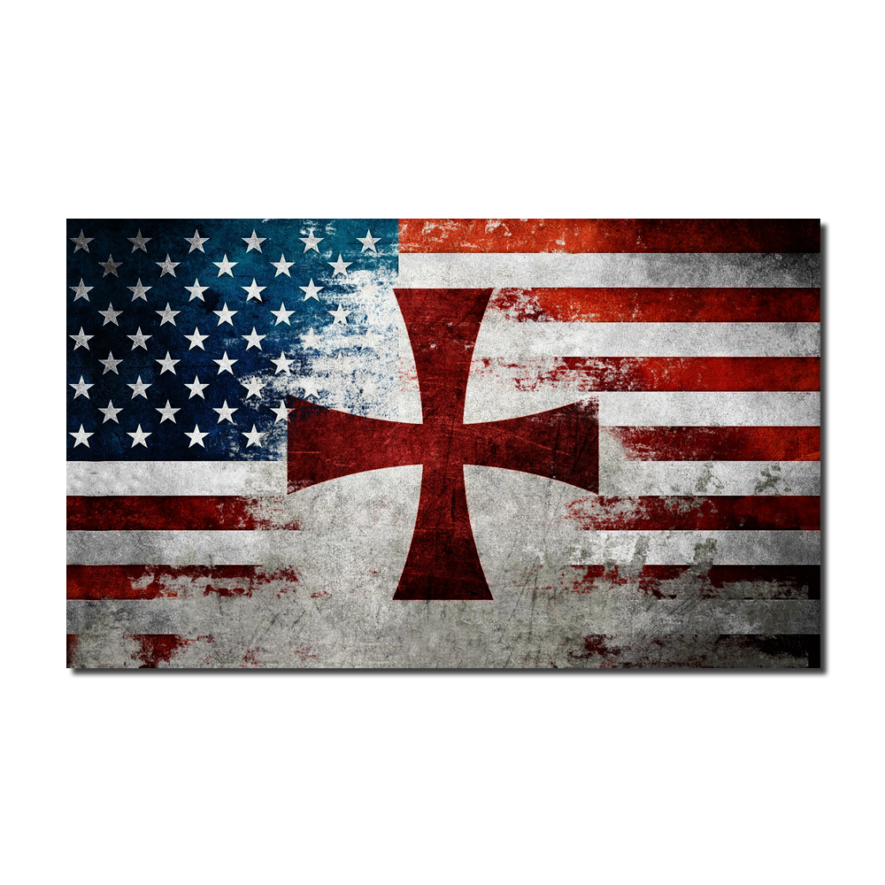 An American Crusader flag decal with a Knights Templar flag and cross appearing through the American flag.