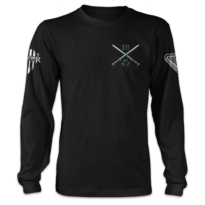 A black long sleeve shirt with two batons crossed and XII printed on the front.