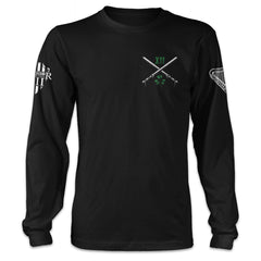 A black long sleeve shirt with two batons crossed and XII printed on the front.