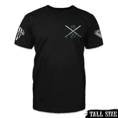 A black tall size shirt with two batons crossed and XII printed on the front.