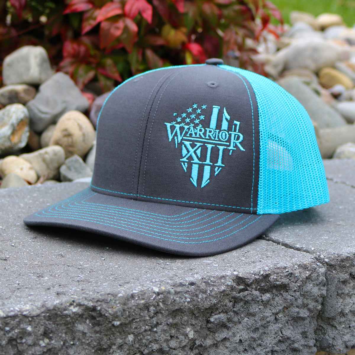 The Warrior Snapback Hat Charcoal/Neon Blue