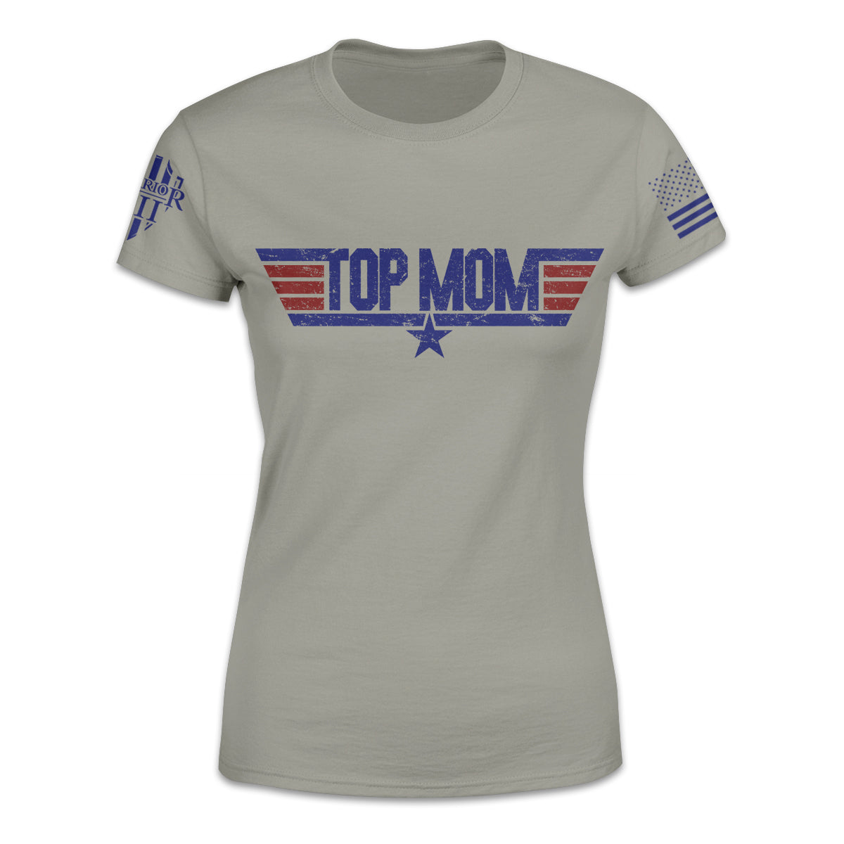 A light grey women's relaxed fit shirt with the words "top dad" printed on the front.